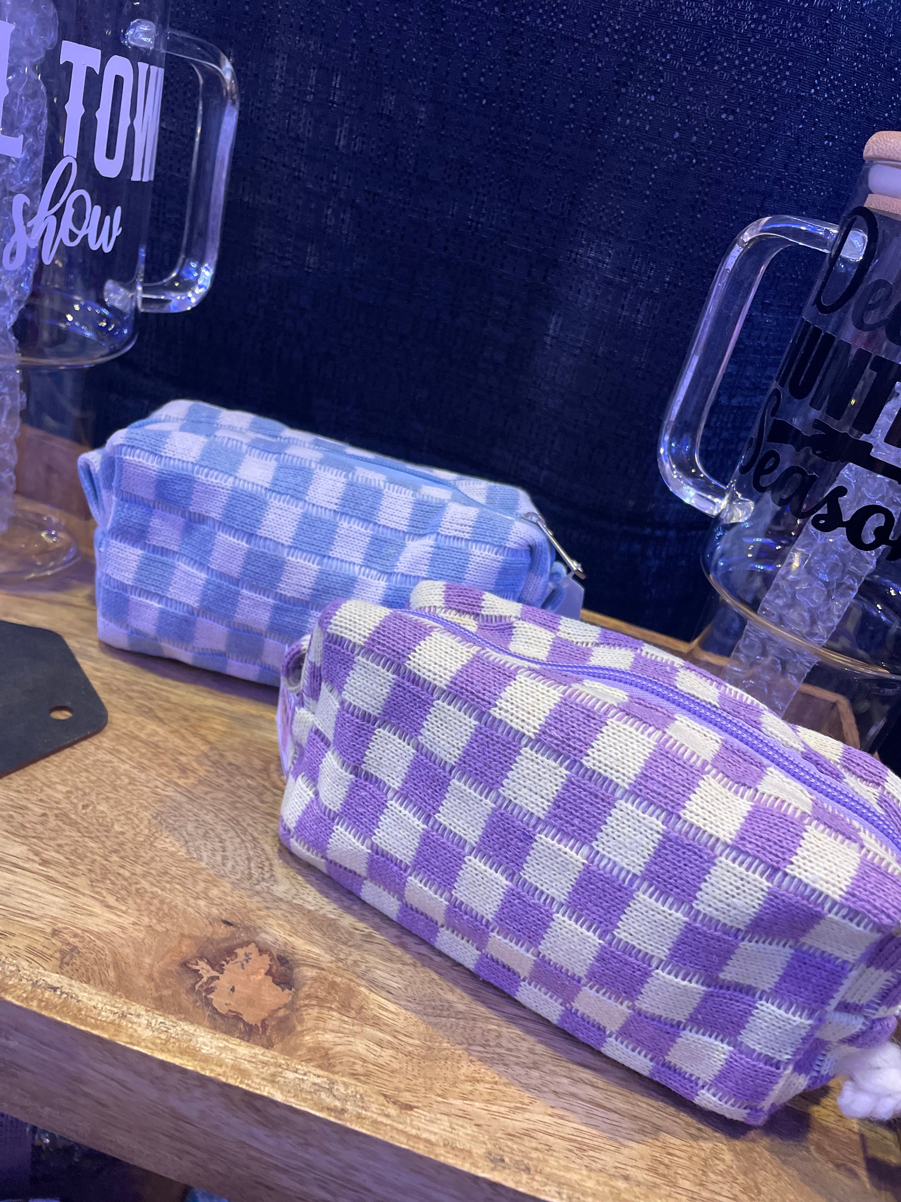 Small Cosmetic Checkered Bag