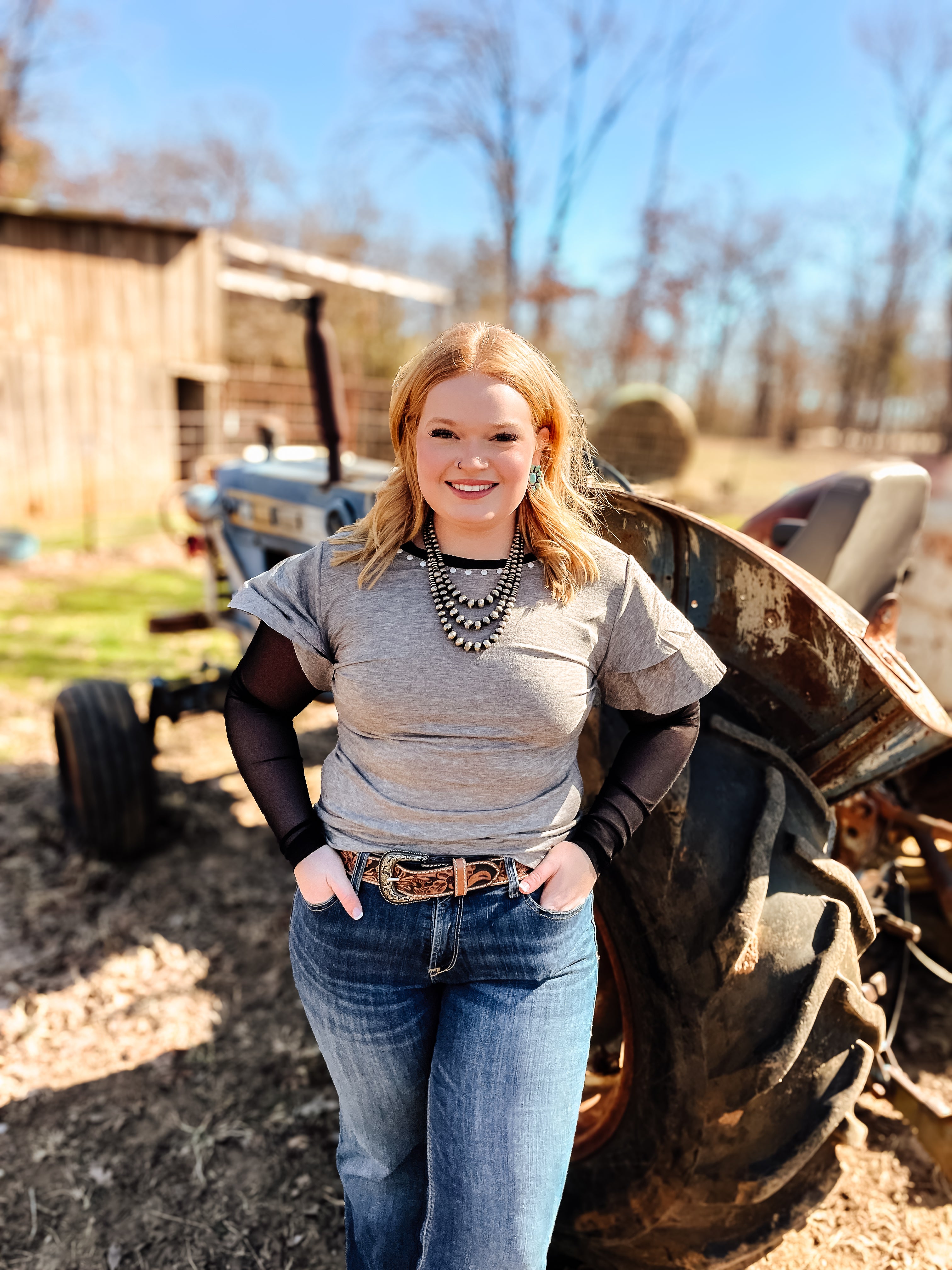 Built-in Mesh Sleeve Top