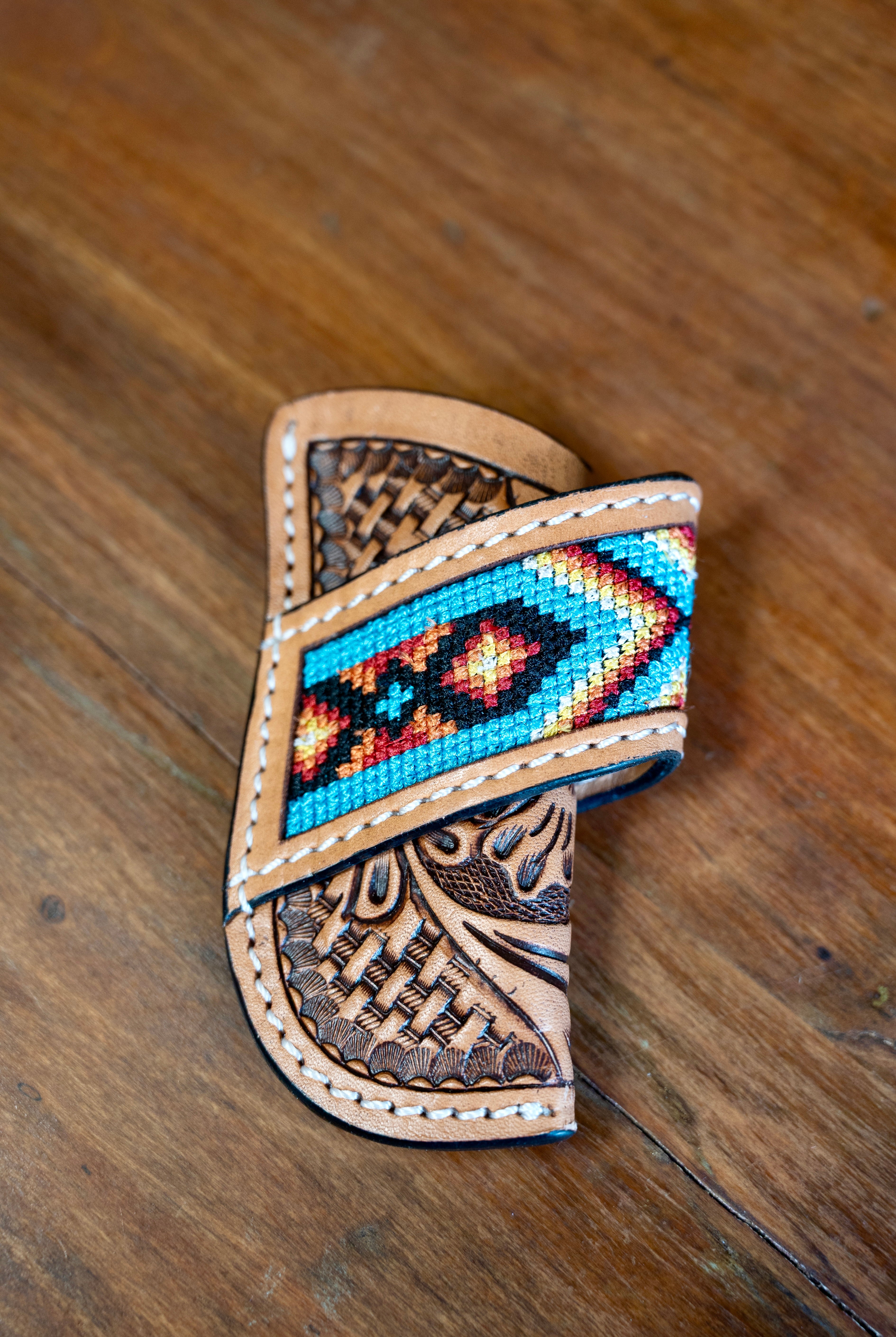 Blue Aztec Leather Sheath