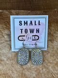 Rhinestone Oval Dangle Earrings
