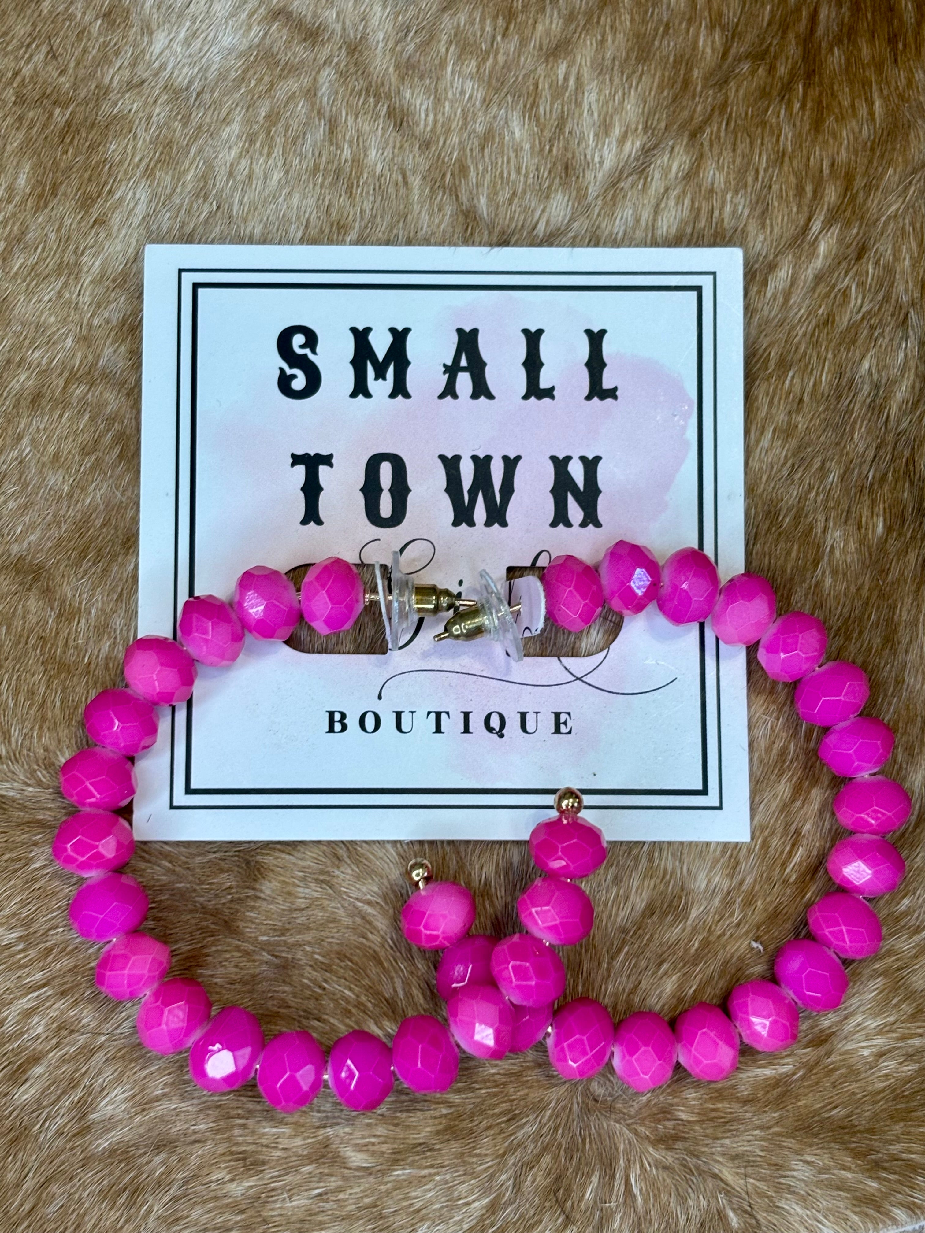 Hot Pink Hoop Earrings