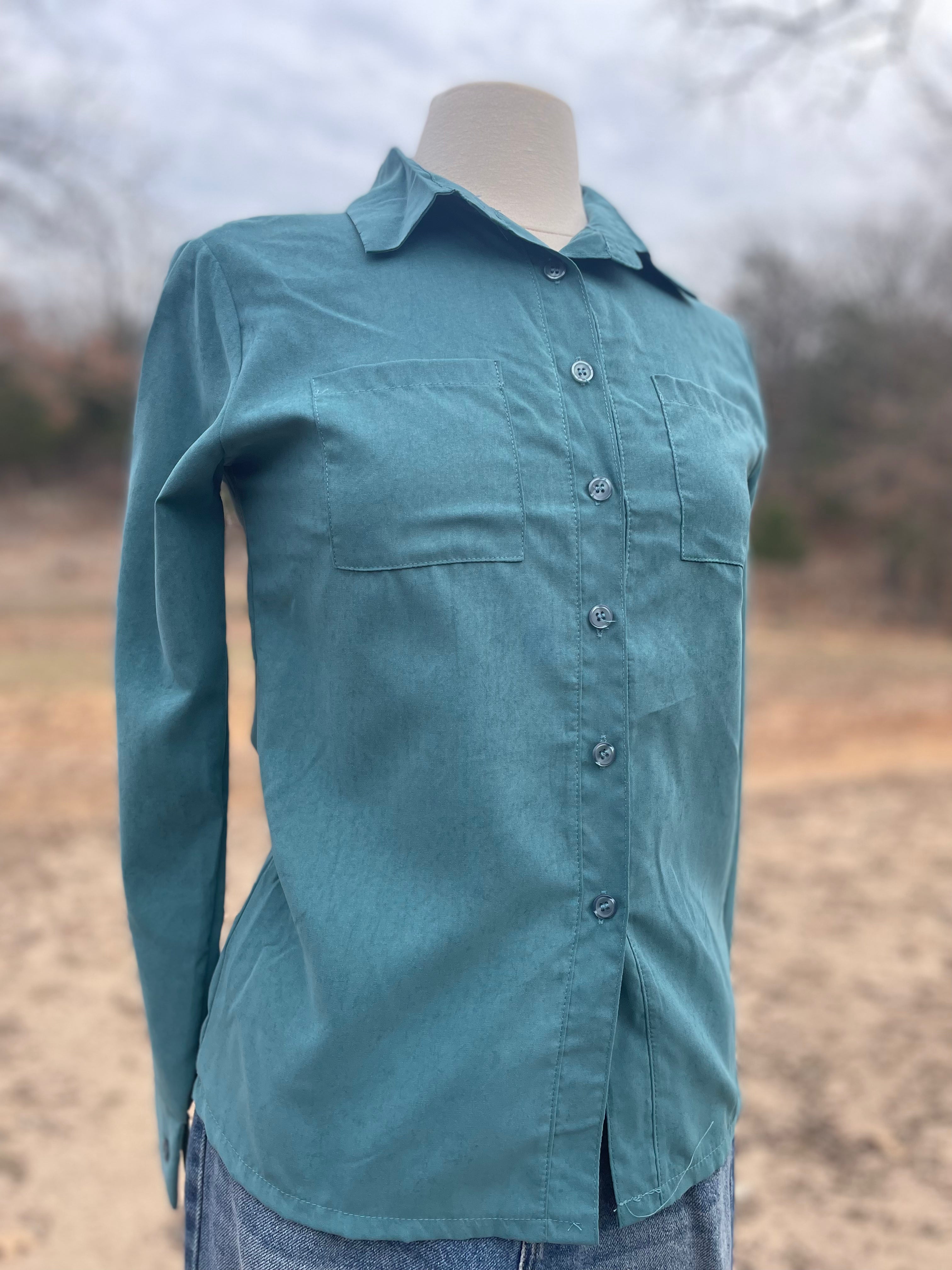 Blue/Green Button up
